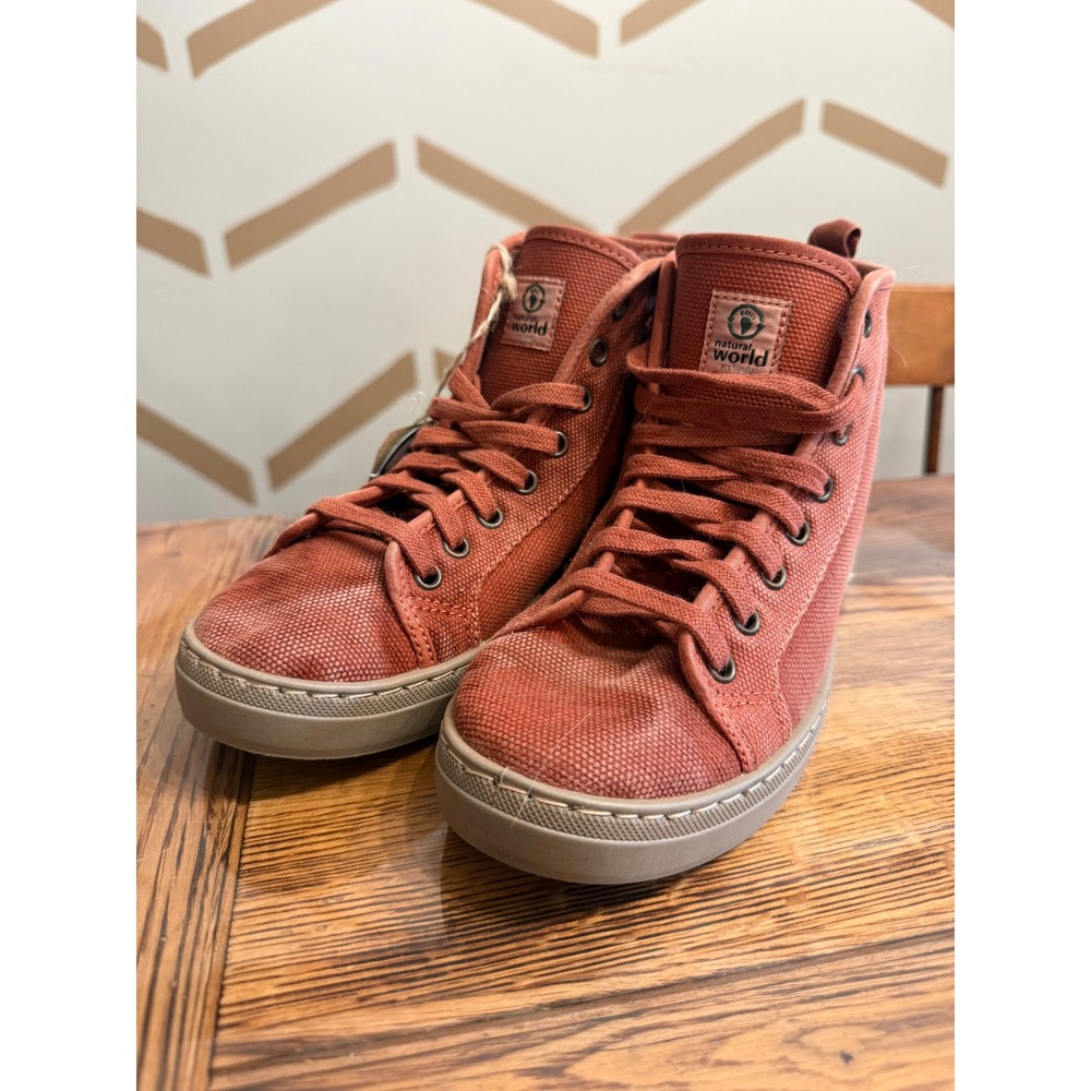 Natural‎ World High Top Sneakers Womens 37 Wine Red Organic Cotton Eco Friendly